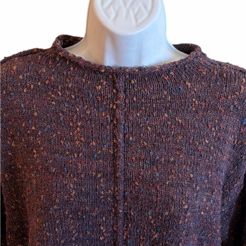 J.Jill Sweater Size M Petite Plum Burgundy Pullover Long Sleeves Relaxed Fit - Picture 3 of 12